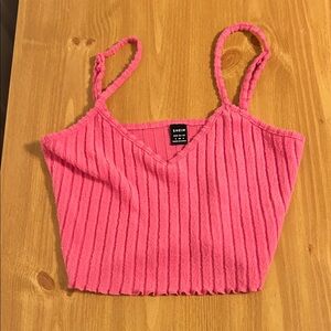 SHEIN Vibrant Pink Ribbed Crop Top